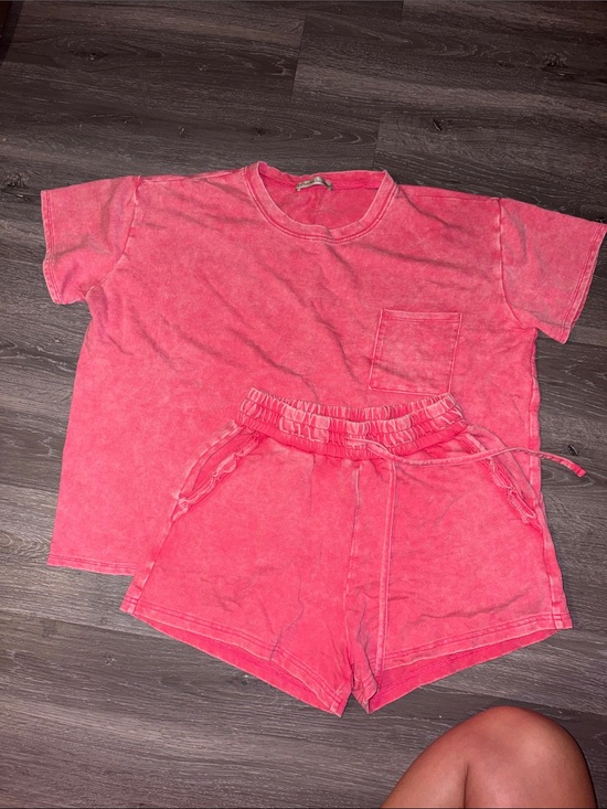 Zenana Outfitters Other - Zenana Outfitters Coral Pink Short Sleeve Lounge Set